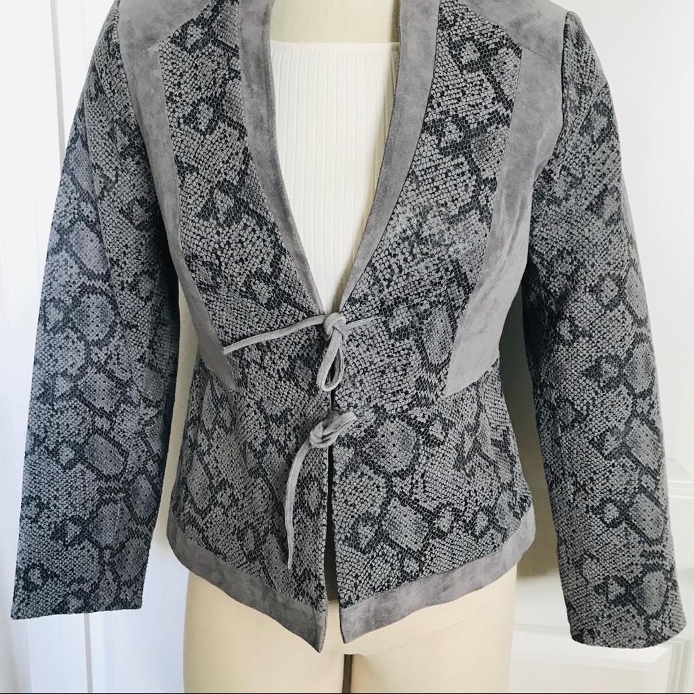 Falchi Gray Leather & Suede Jacket